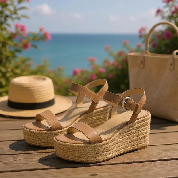 Nine West Shoes - Nine West Women Classic Chunky Dark Espadrille Platform Sandal TAN BEIGE 9 M